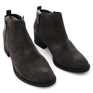 KENNETH COLE NEW YORK Womens Gray Padded Dara Almond Toe Block Heel Leather Boot